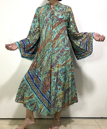 Vestido Mangas Oxford Importado Seda Hindú