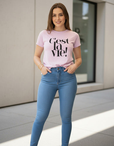 Remera Estampa Cest La Vie Talle Único Lila C'est La Vie Unico Estampa Localizada