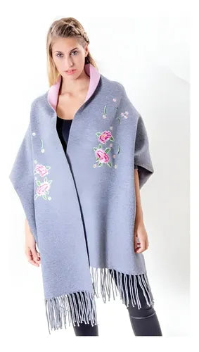 Ruana Poncho Capa  Mangas Tipo Puño Importada Bordada