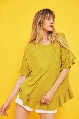 Remera Modal  Amplia Talle Grande Rojo Liso Único Lisa
