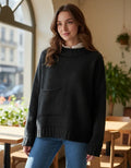 Sweater Tejido Con Bolsillo Oversize Amplio