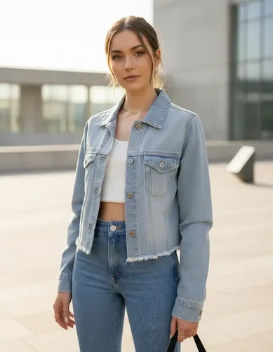 Campera De Jean Importada Celeste M Lisa