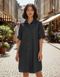 Vestido Jean Manga Princesa Denim Talle Grande Negro Lisa L