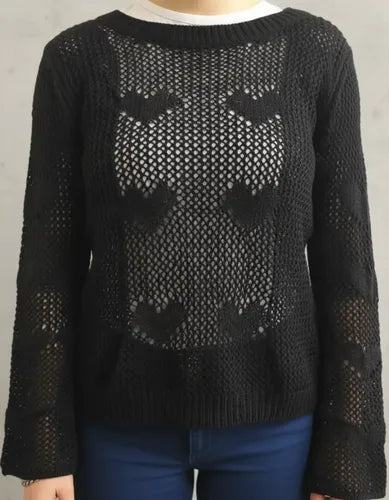 Sweater Mangas Oxford Calado Boho Corazones Importado