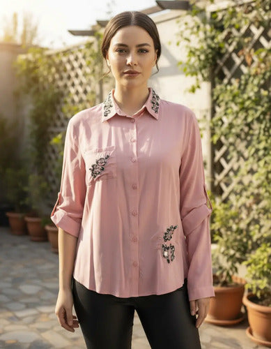 Camisa Importada Canutillos Rosa Liso M