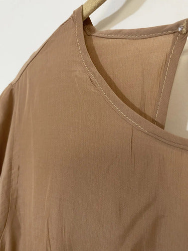 Vestido De Simil Seda Camel Camel Liso Único