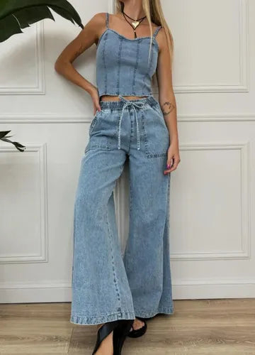 Pantalón Jean Oxford Denim Celeste Liso Xl