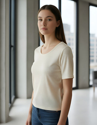 Blusa Remera Manga Corta Morley Metalizado