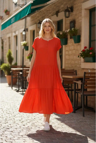 Vestido De Simil Seda Modelo Amplio