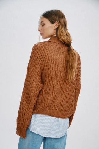 Sweater Tejido Importado X03 Marrón Liso Único