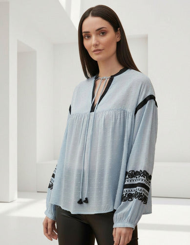 Camisa Blusa  Boho Plumetí Bordada Importada