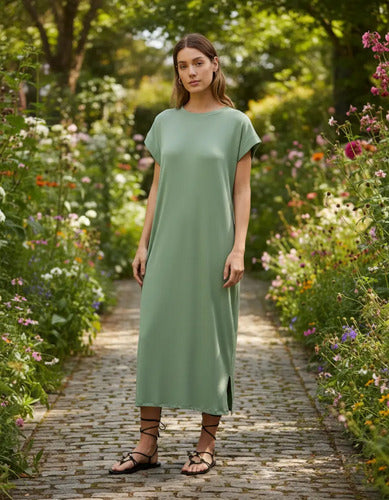 Maxi Vestido Sin Mangas De Mini Ribb Con Tajos Laterales