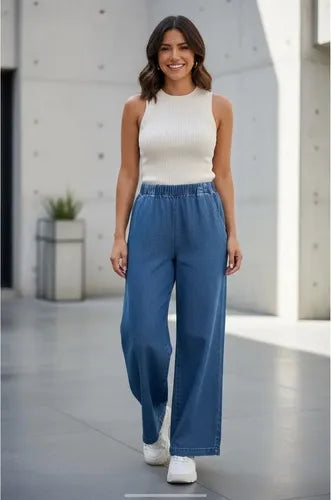 Pantalón Jean Palazzo Tajo Denim Talle Grande S A 3xl