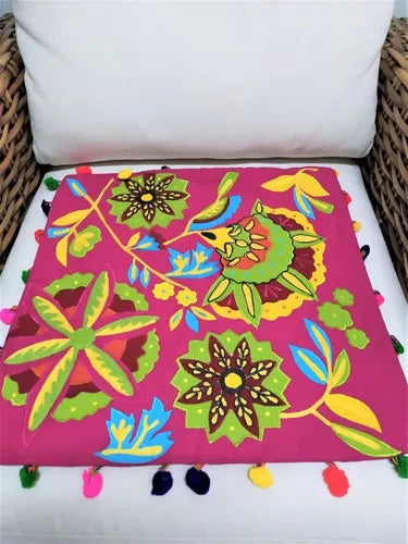 Funda De Almohadón Bordada Importada India 45 X 45
