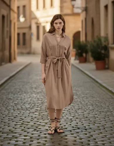 Vestido Camisero De Lino