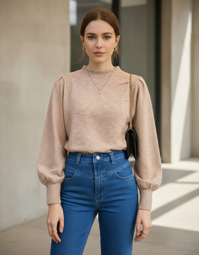 Buzo Básico De Lanilla U Beige