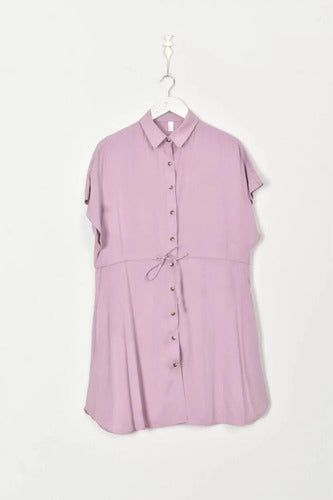 Vestido Camisero Corto Fucsia Liso 40