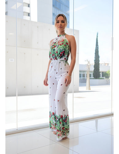 Enterito Mono Monopantalon  Estilo Boho Folk Blanco M