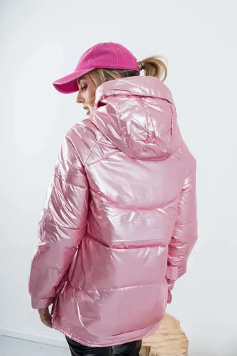Puffer Campera  De Abrigo  Metalizada Importada Rosa Xxl Lisa