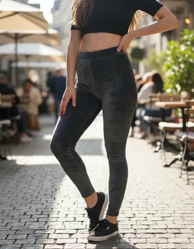 Calza Estilo Plush Elastizada Importada Tiro Alto