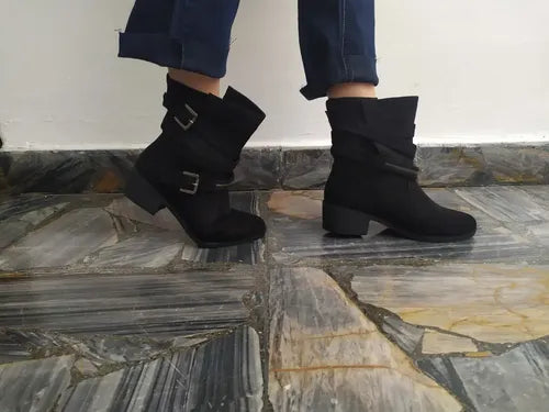 Botas Botinetas De Gamuza Negro 37 Ar