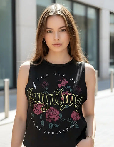 Remera Musculosa Anything Negro Unico