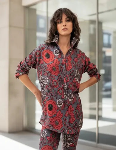Camisa Camisola Viscosa Con Seda De Diseño Gris S