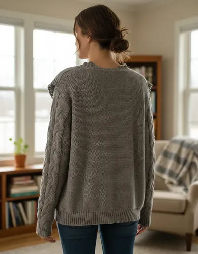 Sweater Tejido Folk Cuello Grande Bordado Cod. 008