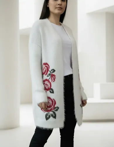 Saco Cardigan  Tejido  Peludo Pelo De Mono
