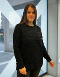 Sweater Boucle Pullover Tejido Amplio Negro Liso Unico