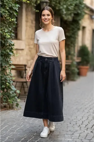 Falda Pollera Paisana Jean Larga