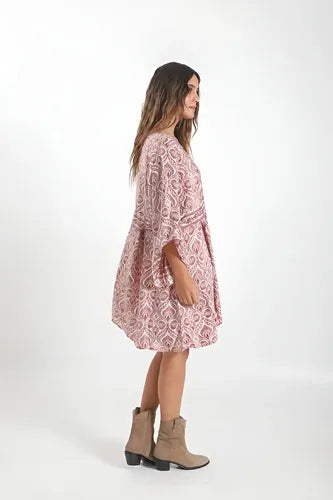 Vestido De Seda Hindú Corto Amplio Mangas Oxford Mod. 14