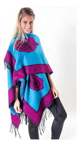 Ruanas Ponchos Grandes De Lanilla Divinos Tipo Rapsodia Vars Negro Lanilla U