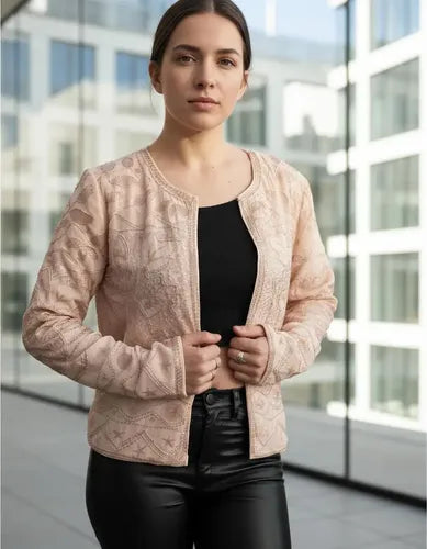 Saco Chaqueta Importada Boho Fiesta Lentejuelas Nude S Lentejuelas