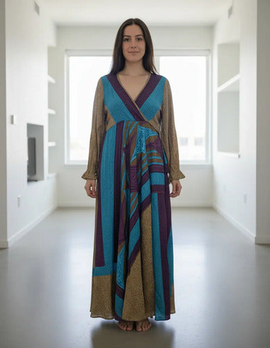 Vestido Mangas Oxford Seda Hindú Fiesta  Nuevo 2da Selección