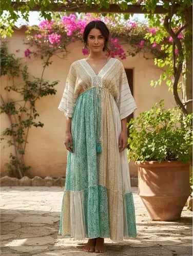 Vestido Largo De India Con Lurex