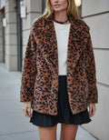 Saco Campera Chaqueta Piel Sintética Animal Print Marrón Oscuro Único Animal Print