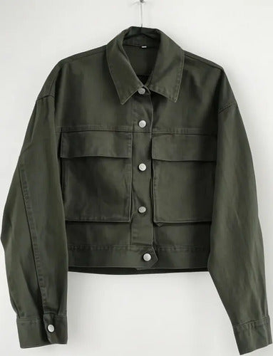 Campera Jean Cargo Denim Corta