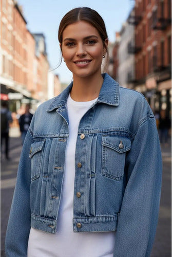 Campera De Jean Denim Celeste 40 Liso