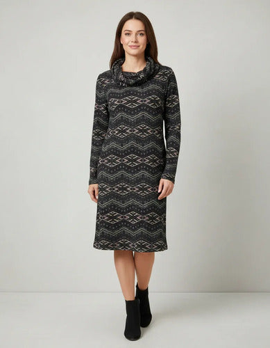 Vestido De Lanilla Estampado Multicolor Estampado L