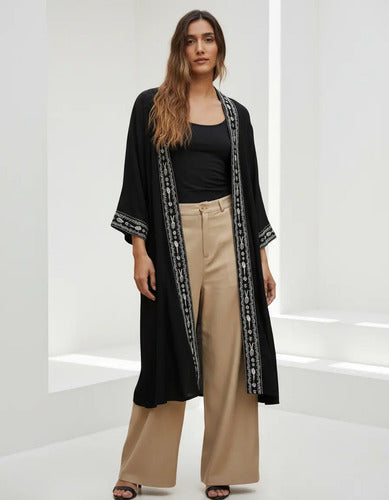 Kimono Bordado De India Modelo Amplio Xxl