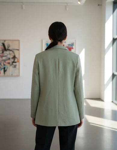 Saco Blazer Con Hotfix Verde Claro Liso Único
