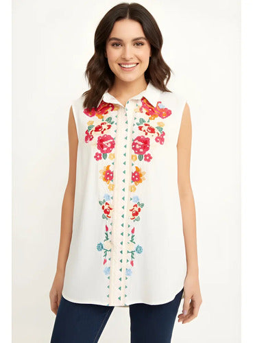 Blusa Camisa Importada Sin Mangas Bordada Estilo Vars