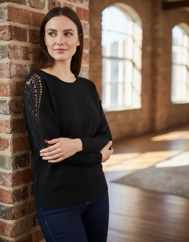 Sweater  Importado Strass (76) Negro Unico