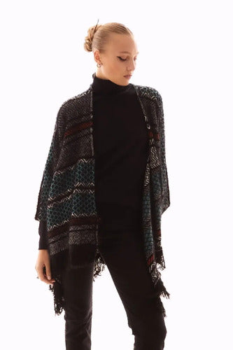 Poncho Saco Ruana Amplio Tejido Xxxl Pelo De Mono