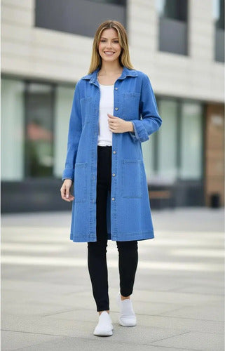 Vestido Camisa De Jean Camisero Manga Larga