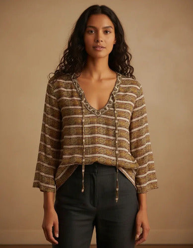 Blusa Camisa Túnica Importada T. Único  Tipo India Style