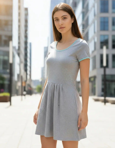 Vestido  Corto Marca Vestite Y Andate Diseño  Gris Liso S