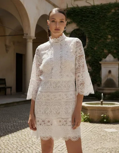 Vestido  Importado Fiesta Puntilla Nuevo 2da Selección Blanco Lisa Xl
