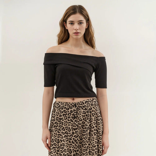 Pollera Larga Animal Print Abotonada